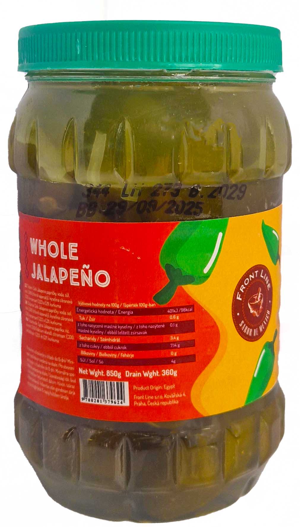 Green Whole Jalapeno 850g - expirace 29.9.2025
